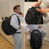Swissdigital Design Tech Backpack for Men, Compact Organized, TSA Friendly with Apple Find My Network, USB Charging RFID Protection for College and Business, Fits 17" Laptops, Black | SD1644FB - 01