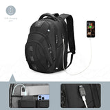Swissdigital Design Tech Backpack for Men, Compact Organized, TSA Friendly with Apple Find My Network, USB Charging RFID Protection for College and Business, Fits 17" Laptops, Black | SD1644FB - 01