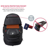 Swissdigital Design Travel Backpack for men, TSA Friendly USB Charging RFID Protection Business Backpack Fits 15.6" Laptops Black | J14 - BR