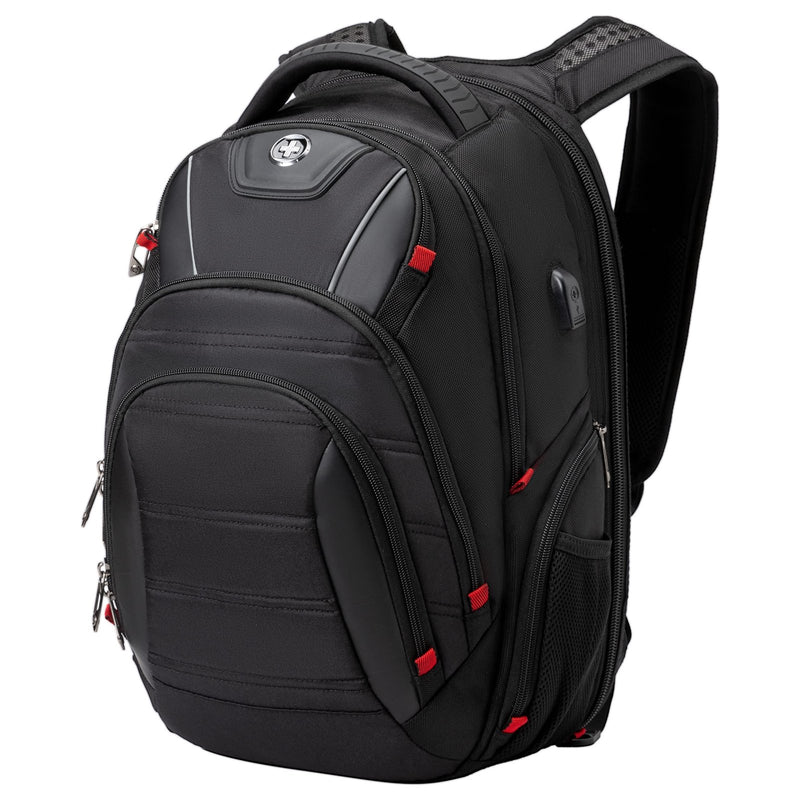 Swissdigital Design Travel Backpack for men, TSA Friendly USB Charging RFID Protection Business Backpack Fits 15.6" Laptops Black | J14 - BR
