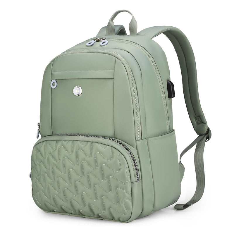 Swissdigital Design Travel Backpack for Women, 15.6 inch Laptop College Grayish Medium Simple Modern Backpacks for School with USB Charging Port for Womens Girls | SD1711 - 27