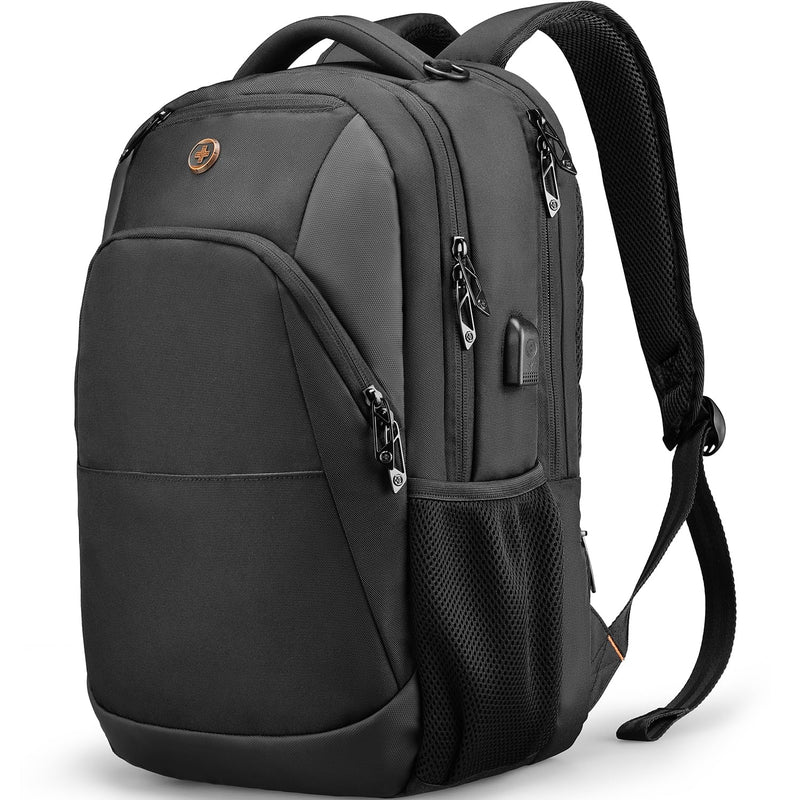 Swissdigital Design Travel Laptop Backpack, College Laptops Backpack with USB Charging Port for Men and Women Fits 16 Inch Notebook, Black | SD1670 - 01