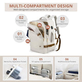 Swissdigital Design Travel Laptop Backpack for Women, 36l Carry On Backpack with USB Charging Port, RFID Protection & Wet-Dry Separation, TSA Friendly Fits 16 Inch Laptop, Beige Brown | SD1749-07