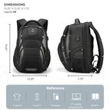 Swissdigital Design TSA Business Laptop Backpack for Men, Large Capacity Travel Backpack with Apple Find My Network and USB Charging Port Tech Backpacks Fits 17 Inch Computer Black| SD1643FB - 01
