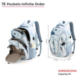 Swissdigital Laptop Backpack with USB Charging Port, Travel Backpack Fits 15.6 inches Computer, 31L Backpack for Men, Polka Blue | SD803 - 105