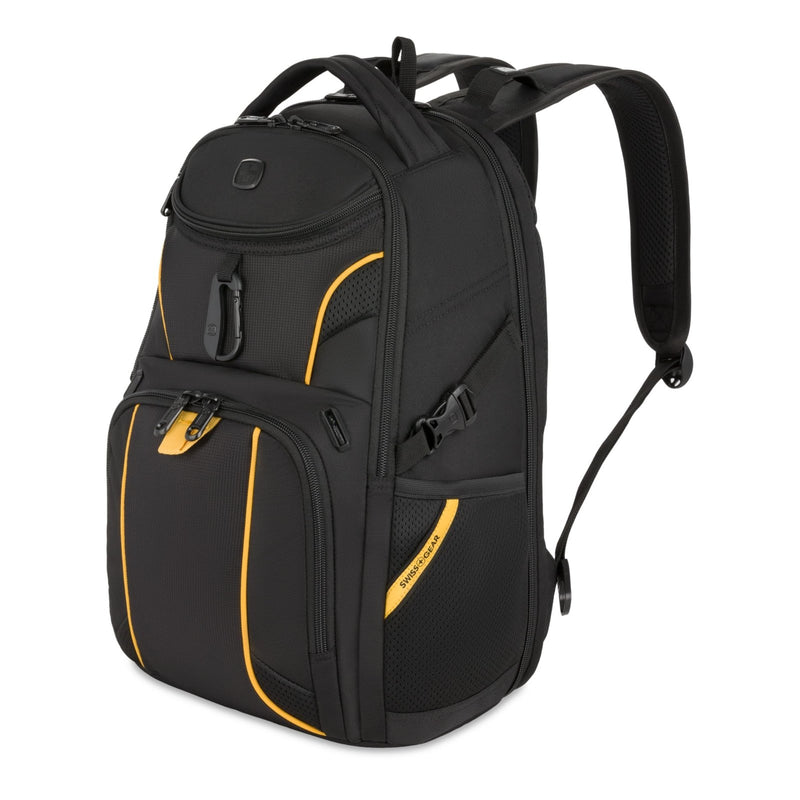 SwissGear 1900 Mini ScanSmart 16 - Inch Backpack, Fits Up to 13 - Inch Laptop, RFID Protection & ScanSmart TSA - Friendly Compartment, Black/Yellow