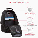SwissGear 1900 ScanSmart 17” Laptop Backpack Black/Black – Reflective Tech Backpack with ScanSmart Compartment – Multiple Organizer Pockets & RFID Scan Blocking Technology