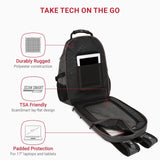 SwissGear 1900 ScanSmart 17” Laptop Backpack Stingray Ballistic – Reflective Tech Backpack with ScanSmart Compartment – Multiple Organizer Pockets & RFID Scan Blocking Technology