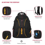SWISSGEAR 1900 ScanSmart TSA Laptop Backpack Fits 17 Inch Laptop with RFID Protection and Tablet Pocket, Black/Gold, 19 - Inch