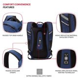 SwissGear 3598 Backpack, Narrow Daypack, Ideal for Commuting and School, Navy Ballistic