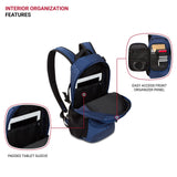 SwissGear 3598 Backpack, Narrow Daypack, Ideal for Commuting and School, Navy Ballistic