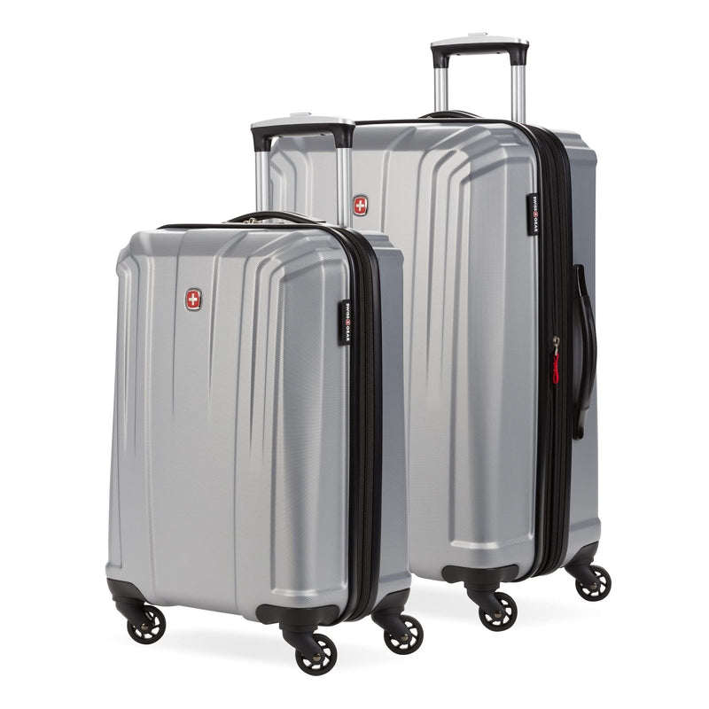 SwissGear 3750 Hardside Luggage with Spinner Wheels, Silver, 2 - Piece Set (18.5/23)