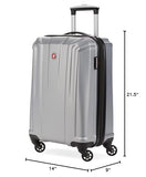 SwissGear 3750 Hardside Luggage with Spinner Wheels, Silver, Carry - On 18.5 - Inch
