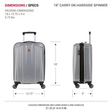 SwissGear 3750 Hardside Luggage with Spinner Wheels, Silver, Carry - On 18.5 - Inch
