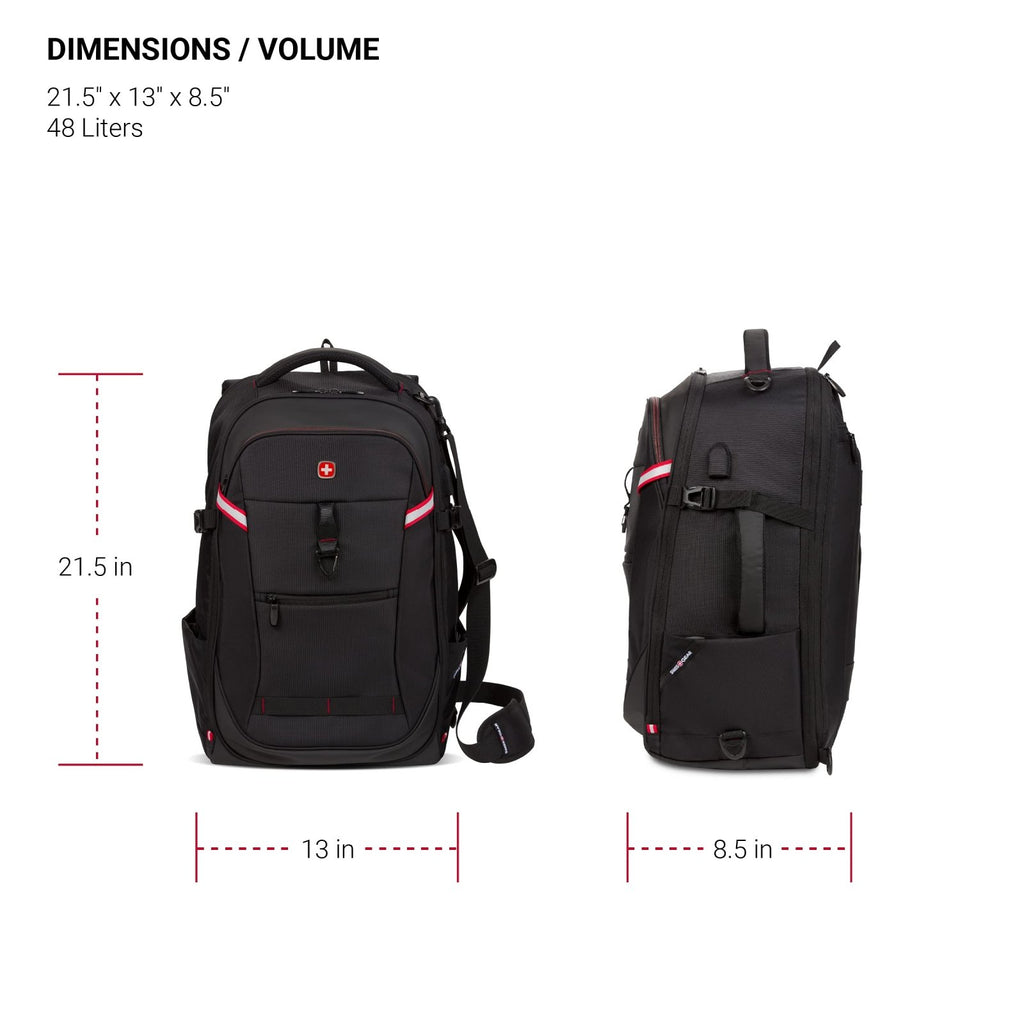 48 Inch Backpack SwissGear 3766 Extra Large 48L Travel Backpack with USB Charging Port ...