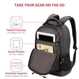 SwissGear 5505 Cecil 16” Laptop Backpack Charcoal – Daily Laptop Bag with Gear Attachment Options – Multiple Organizer Pockets & Padded Shoulder Straps