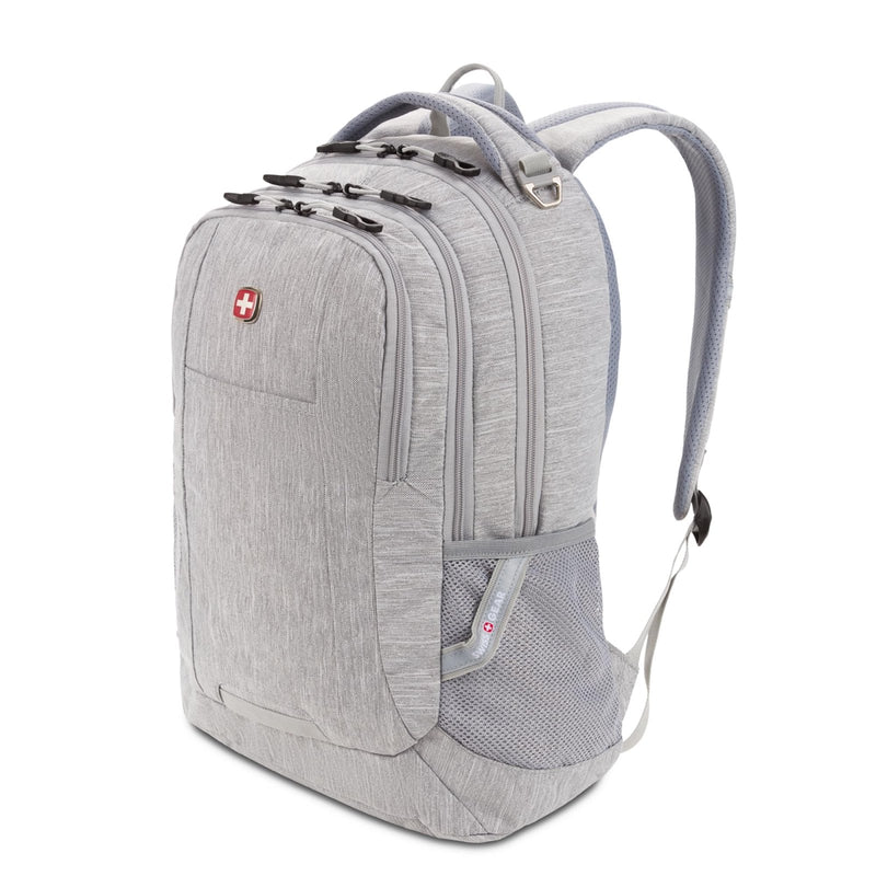SwissGear 5505 Cecil 16” Laptop Backpack Light Grey – Daily Laptop Bag with Gear Attachment Options – Multiple Organizer Pockets & Padded Shoulder Straps