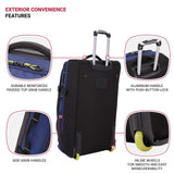 SwissGear 6532 Extra Large Lightweight Rolling Duffel, 8 - Day Capacity, Soft - Shell Luggage, Men's and Women's - Blue/Green