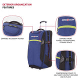 SwissGear 6532 Extra Large Lightweight Rolling Duffel, 8 - Day Capacity, Soft - Shell Luggage, Men's and Women's - Blue/Green