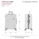 SwissGear 7272 Energie Expandable Hardside Luggage with Spinner Wheels and TSA Lock, Black, Carry - On 19 - Inch