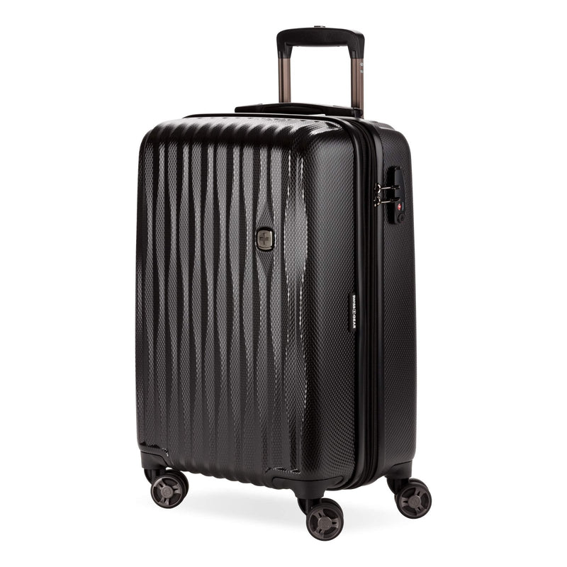 SwissGear 7272 Energie Expandable Hardside Luggage with Spinner Wheels and TSA Lock, Black, Carry - On 19 - Inch