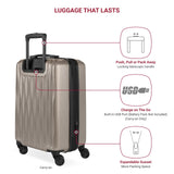 SwissGear 7272 Energie Expandable Hardside Luggage with Spinner Wheels and TSA Lock, Light Gold, 3 - Piece Set (19/24/27)