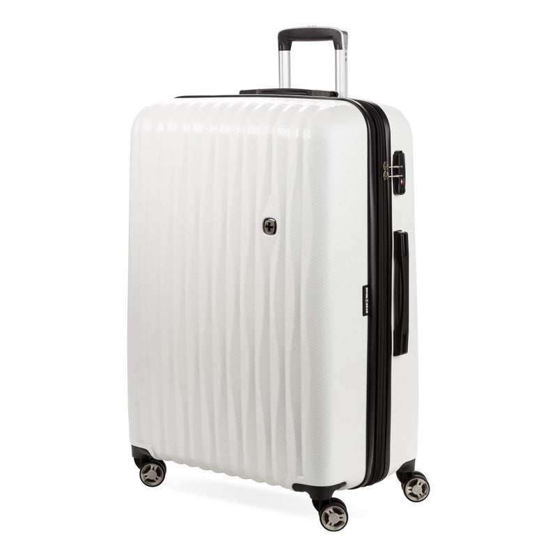 SwissGear 7272 Energie Expandable Hardside Luggage with Spinner Wheels and TSA Lock, White, Checked - Large 27 - Inch