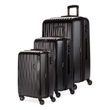 SwissGear 7272 Energie Hardside Expandable Luggage with Spinner Wheels, Black/Black, 3 - Piece Set (19/24/27)