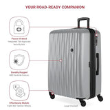 SwissGear 7272 Energie Hardside Expandable Luggage with Spinner Wheels, Silver, 3-Piece Set (19/24/27)