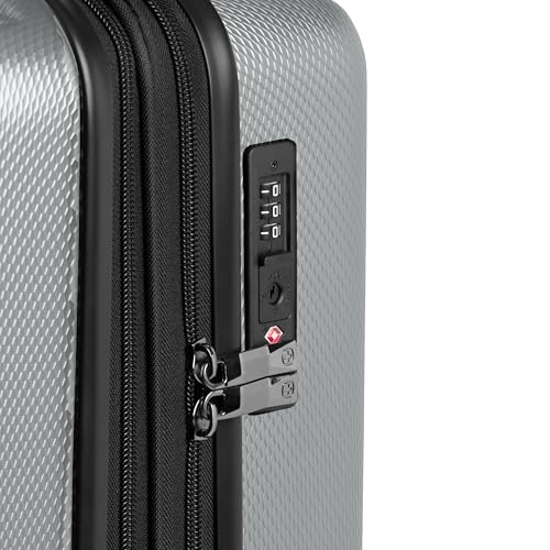 SwissGear 7272 Energie Hardside Expandable Luggage with Spinner Wheels, Silver, 3-Piece Set (19/24/27)