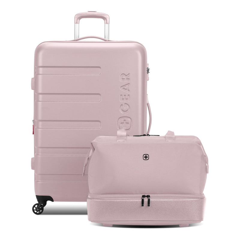 SwissGear 7366 Signature Hardside Expandable Luggage with Spinner Wheels and TSA Lock, Weekender Tote, Pink, 2 - Piece Set (Weekender/27)