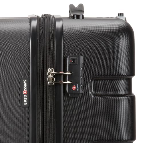 SwissGear 7366 Signature Hardside Expandable Luggage with Spinner Wheels, TSA Lock, Black, Checked - Large 27 - Inch
