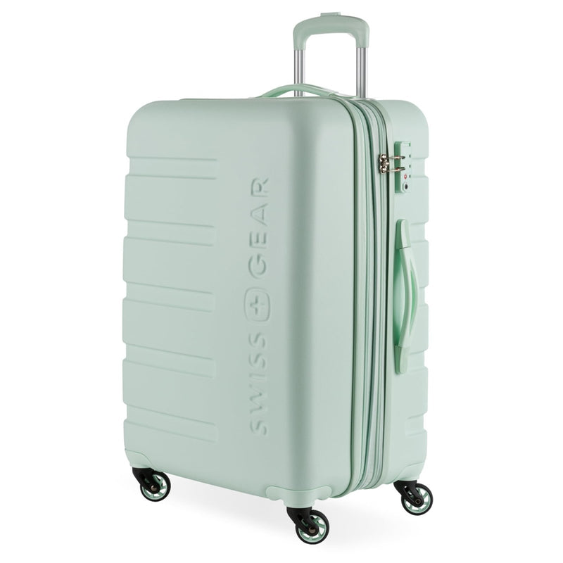 SwissGear 7366 Signature Hardside Expandable Luggage with Spinner Wheels, TSA Lock, Clearly Aqua, Checked - Medium 23 - Inch