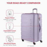 SwissGear 7366 Signature Hardside Expandable Luggage with Spinner Wheels, TSA Lock, Cup - Holder, Evening Haze, 3 - Piece Set (19/23/27)