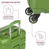 SwissGear 7366 Signature Hardside Expandable Luggage with Spinner Wheels, TSA Lock, Cup - Holder, Green, Carry - On 19 - Inch