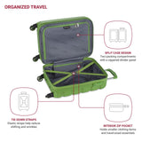 SwissGear 7366 Signature Hardside Expandable Luggage with Spinner Wheels, TSA Lock, Cup - Holder, Green, Carry - On 19 - Inch