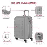 SwissGear 7366 Signature Hardside Expandable Luggage with Spinner Wheels, TSA Lock, Cup - Holder, Grey, 2 - Piece Set (19/27)