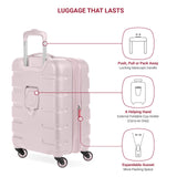 SwissGear 7366 Signature Hardside Expandable Luggage with Spinner Wheels, TSA Lock, Cup - Holder, Pink, Carry - On 19 - Inch