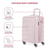SwissGear 7366 Signature Hardside Expandable Luggage with Spinner Wheels, TSA Lock, Cup - Holder, Pink, Carry - On 19 - Inch