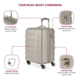 SwissGear 7366 Signature Hardside Expandable Luggage with Spinner Wheels, TSA Lock, Cup - Holder, Sand, 2 - Piece Set (19/27)