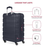 SwissGear 7366 Signature Hardside Expandable Luggage with Spinner Wheels, TSA Lock, Navy, Checked - Medium 23 - Inch
