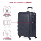 SwissGear 7366 Signature Hardside Expandable Luggage with Spinner Wheels, TSA Lock, Navy, Checked - Medium 23 - Inch