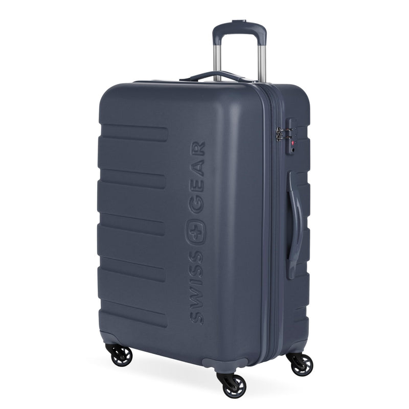 SwissGear 7366 Signature Hardside Expandable Luggage with Spinner Wheels, TSA Lock, Navy, Checked - Medium 23 - Inch