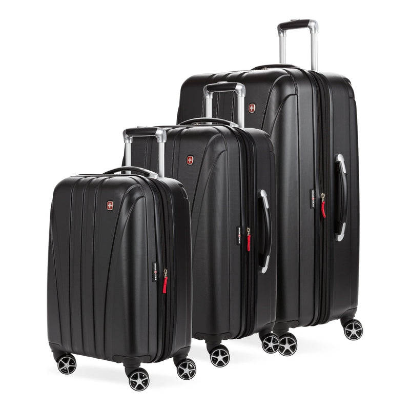 SwissGear 7585 Hardside Expandable Luggage with Spinner Wheels, Black, 3 - Piece Set (19/23/27)