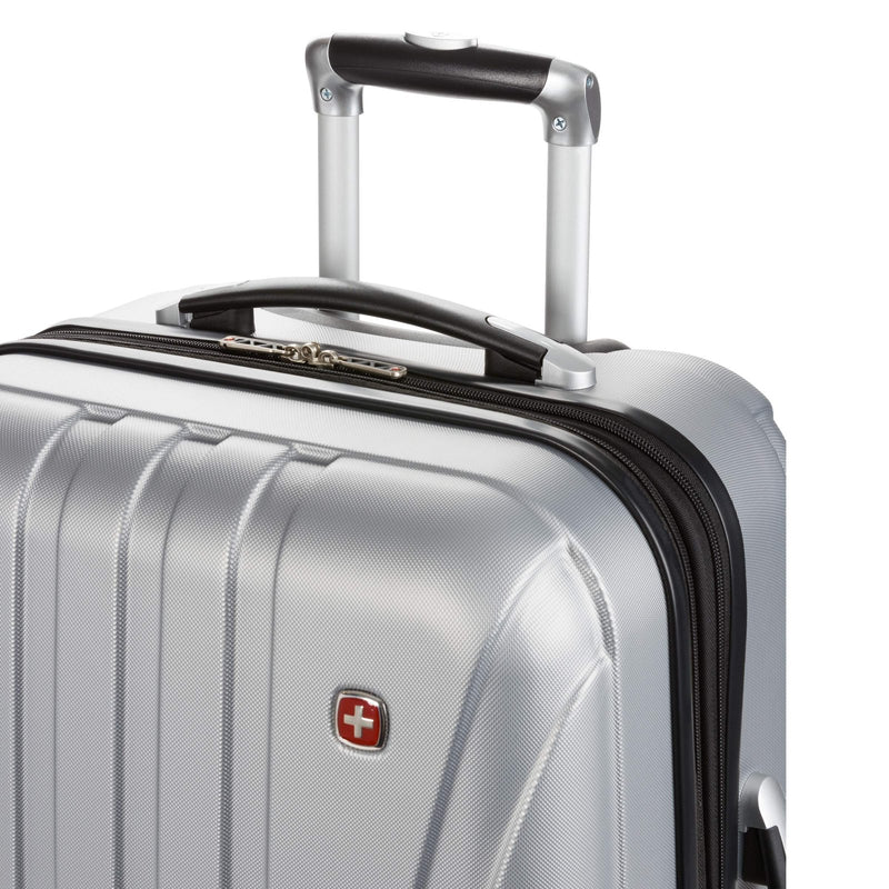 SwissGear 7585 Hardside Expandable Luggage with Spinner Wheels, Silver, Checked - Medium 23 - Inch
