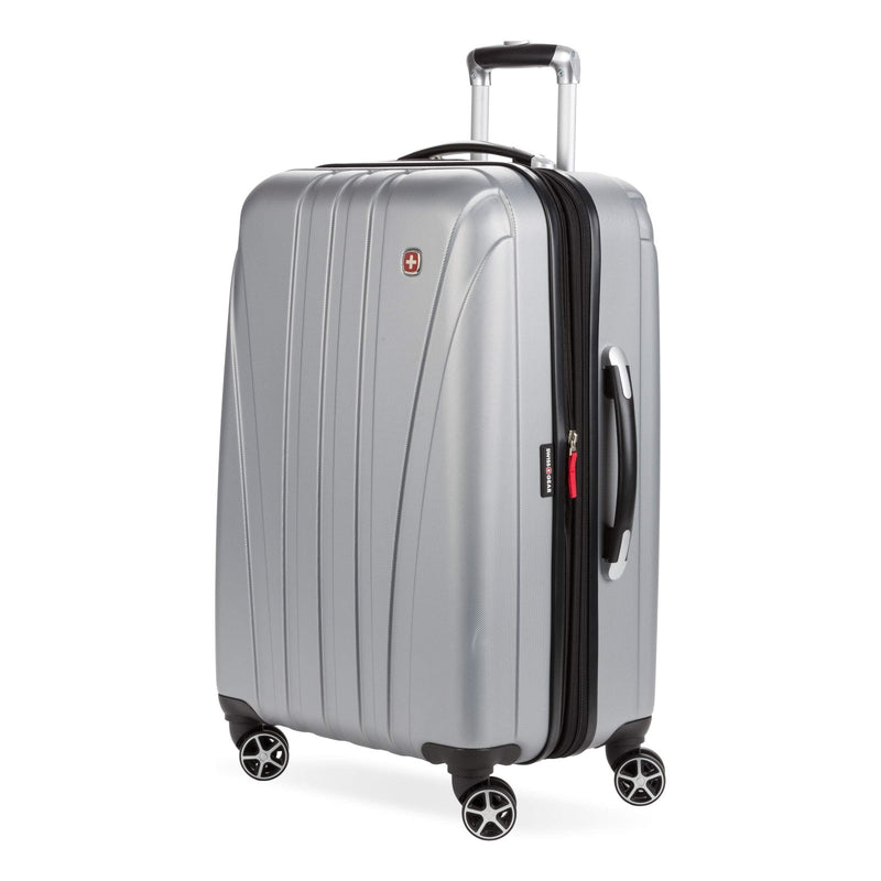 SwissGear 7585 Hardside Expandable Luggage with Spinner Wheels, Silver, Checked - Medium 23 - Inch