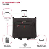 SwissGear 7895 Premium Rolling Garment Bag, Bonus Hanging Feature, Men's and Women's, Carry - on Luggage - Grey Heather