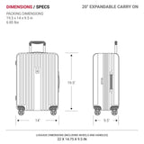SwissGear 7910 Hardside Expandable Luggage with Spinner Wheels, TSA Lock and USB, Black, Carry - On 20 - Inch