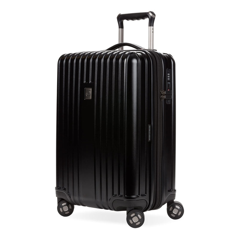 SwissGear 7910 Hardside Expandable Luggage with Spinner Wheels, TSA Lock and USB, Black, Carry - On 20 - Inch