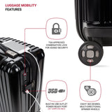 SwissGear 7910 Hardside Expandable Luggage with Spinner Wheels, TSA Lock and USB, Black, Carry - On 20 - Inch